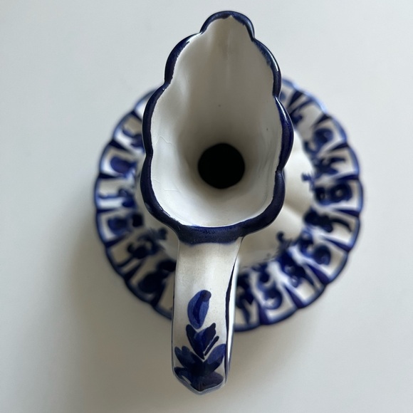 Beautiful Pitcher And Bowl Small Blue White Ceramic Handpainted Portugal - Picture 3 of 10